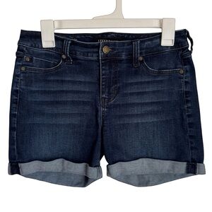 Liverpool The Short Dark Wash Denim Blue Jean Cuffed Pockets Stretch Womens 4/27